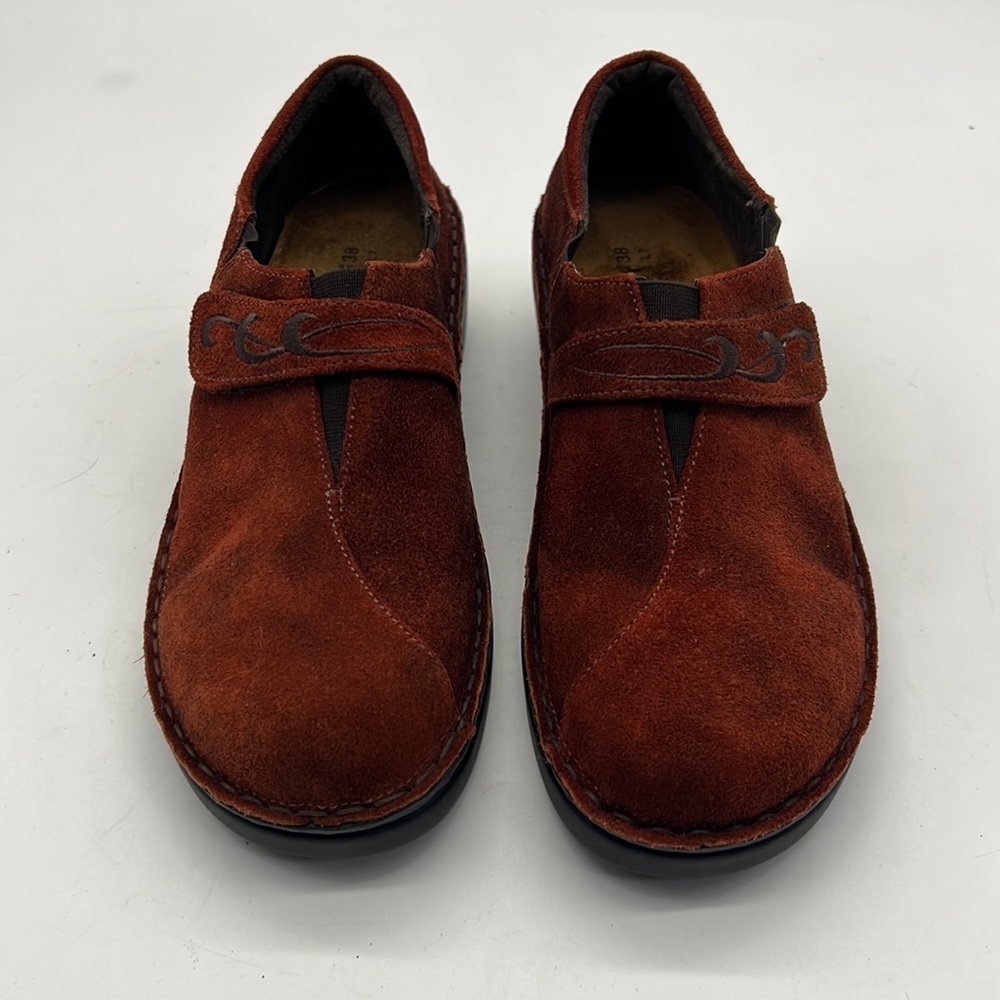 Naot Women's Rust Suede Slip-On Loafers with Instep Strap